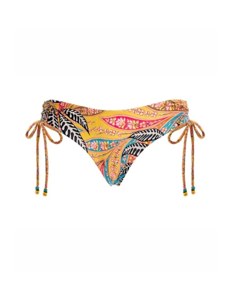 Agua Bendita Eda Bikini Bottom In Lula Print Yellow Size 3xl Nwt